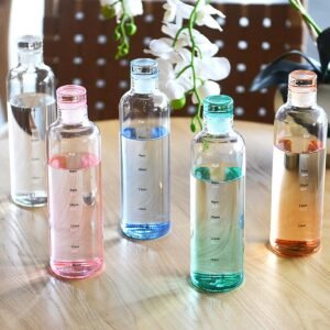 transparent plastic water bottle 500ml durable lightweight and easy to carry | random colour