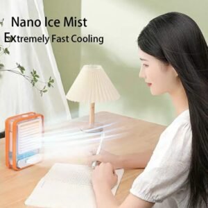 rechargeable portable desktop air conditioner usb mini air cooler fan with spray humidifier purifier | 3 speed